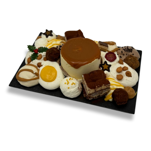 Afbeelding van Pudding met mousse op leisteen